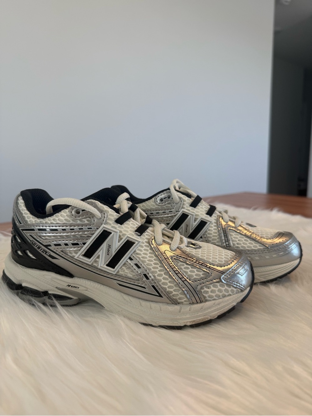 New Balance Kids Silver and Black Athletic Sneakers